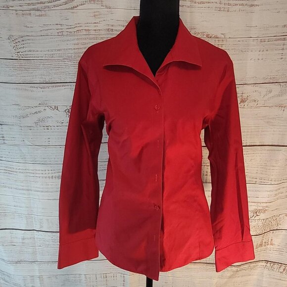 Chico's Tops - Chico's No-Iron Red Button-Up Top | Size 3 (XL/16) | Long Sleeve